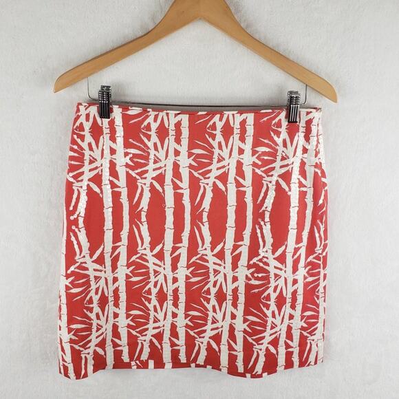 Michael Kors Skirt Women 6 Sequined Coral Bamboo Pattern Pencil Lined  Side Zip - Picture 3 of 6